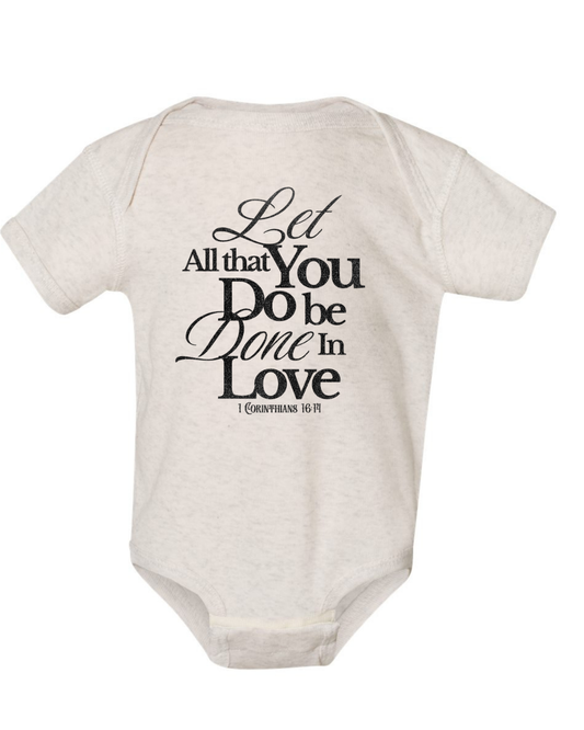 "Let all that you do be done in love" Rib Bodysuit - Natural