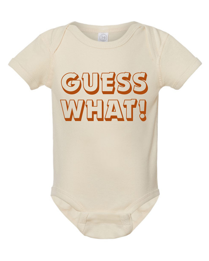 "GUESS WHAT? Chicken Butt" Rib Bodysuit - Natural Heather