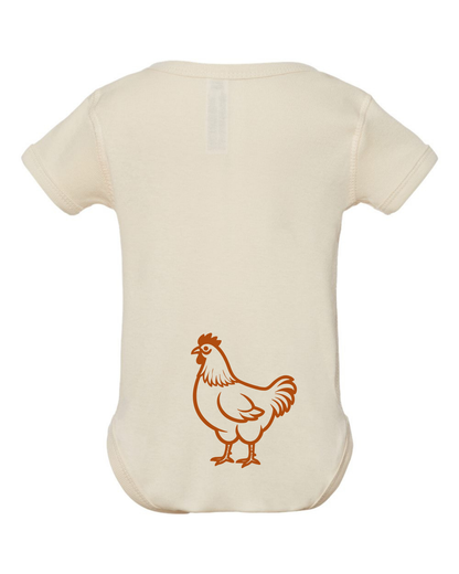 "GUESS WHAT? Chicken Butt" Rib Bodysuit - Natural Heather