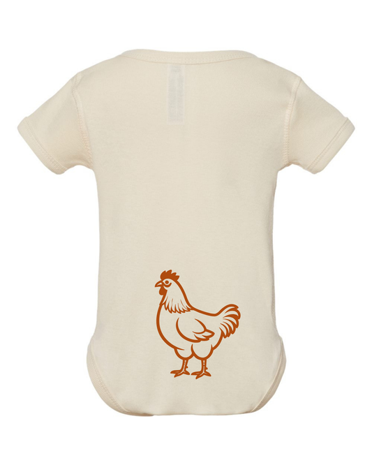 "GUESS WHAT? Chicken Butt" Rib Bodysuit - Natural Heather
