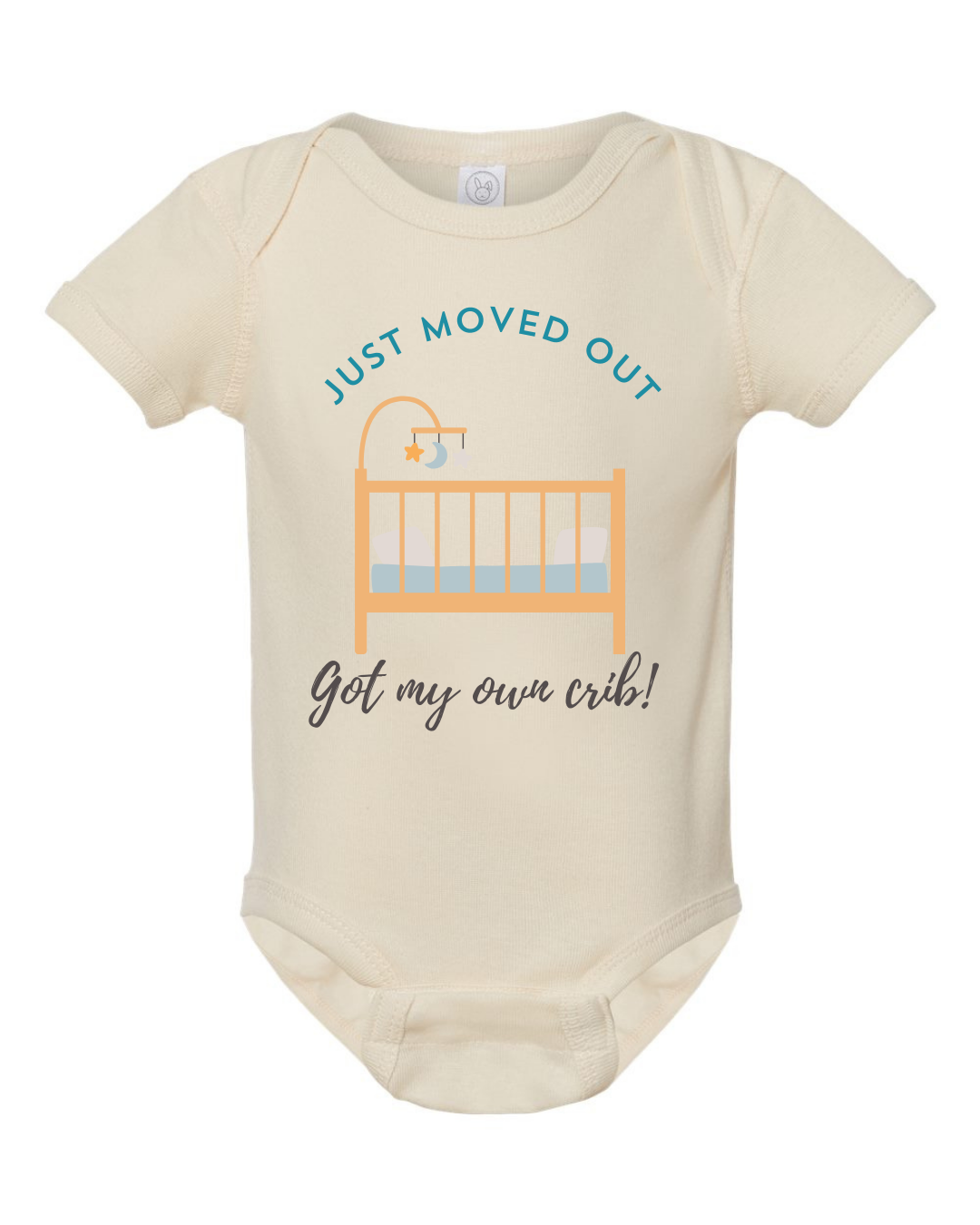 "Just moved out! Got my own crib" Rib Bodysuit - Natural Heather
