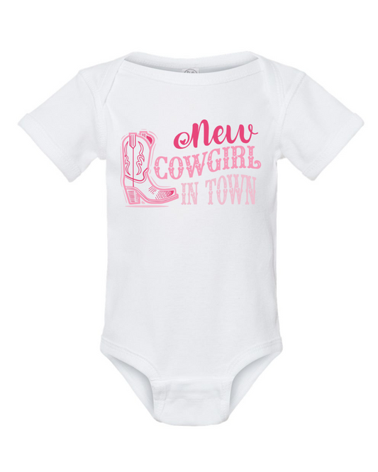 "New Cowgirl in Town!" Rib Bodysuit - White