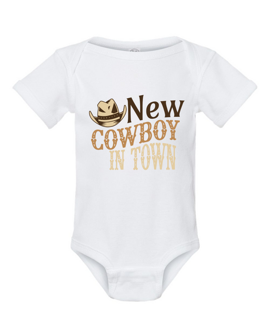 "New Cowboy in Town!" Rib Bodysuit - White