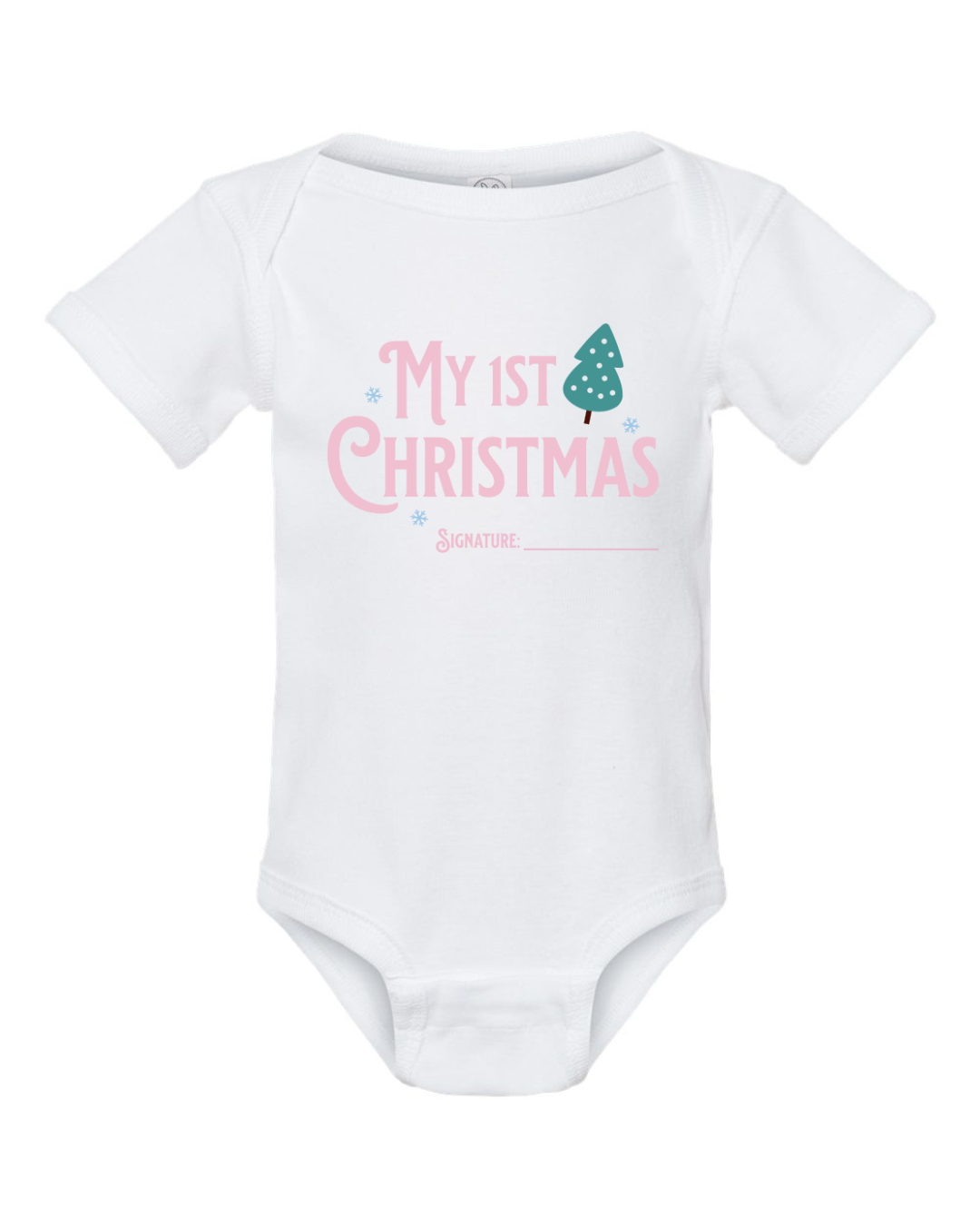 "My first Christmas" Rib Bodysuit - White & Pink